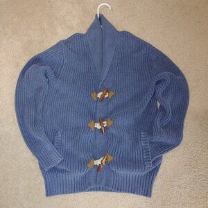 Lucky Brand Knitwear Cotton Cardigan W/Wood Toggle Buttons Size S Blue
